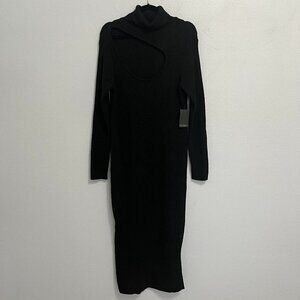 Eloquii Black Cocktail Knit Cut Out turtle Neck Maxi Dress 18/20 NWT